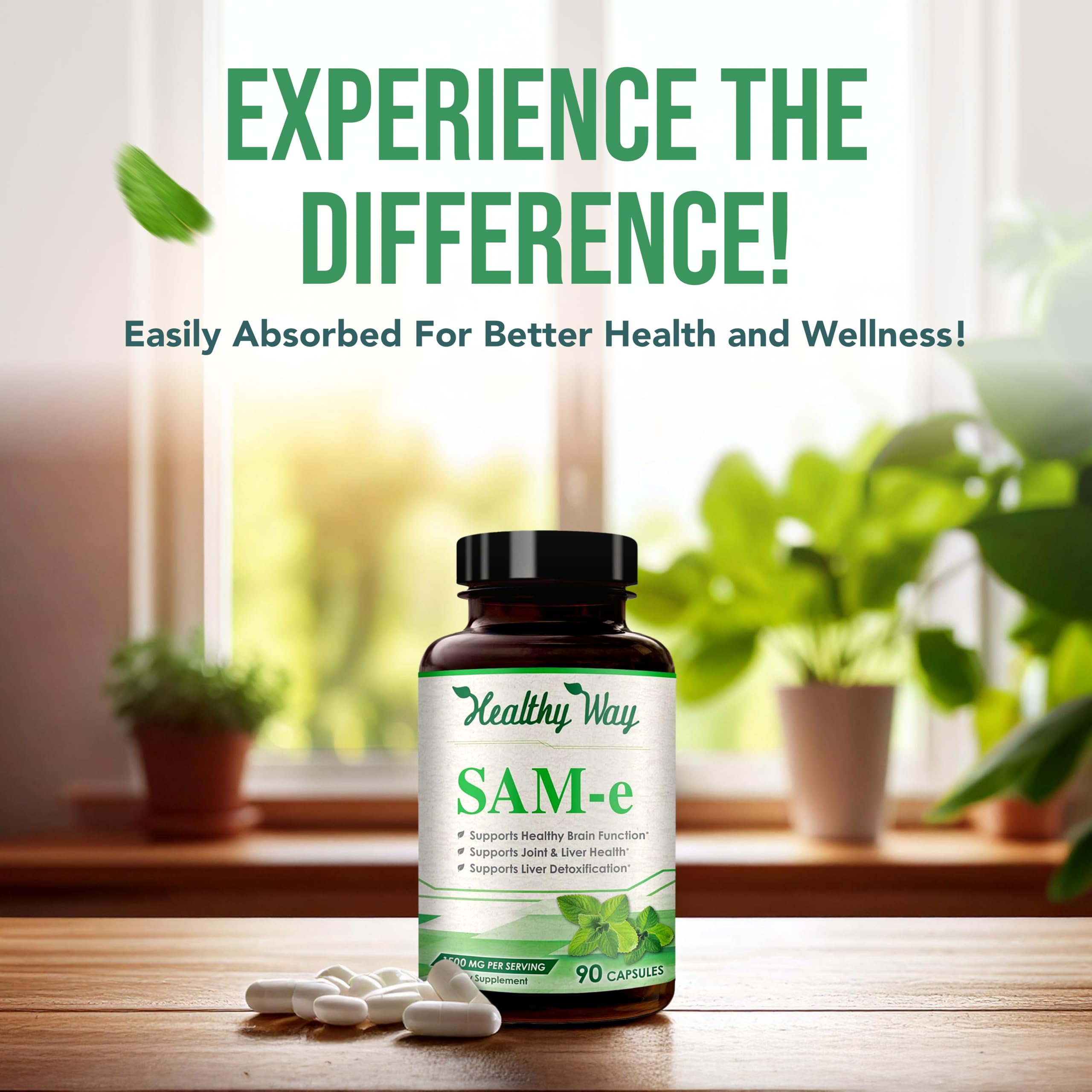 Non-GMO 1500mg SAM-e capsule bottle packaging