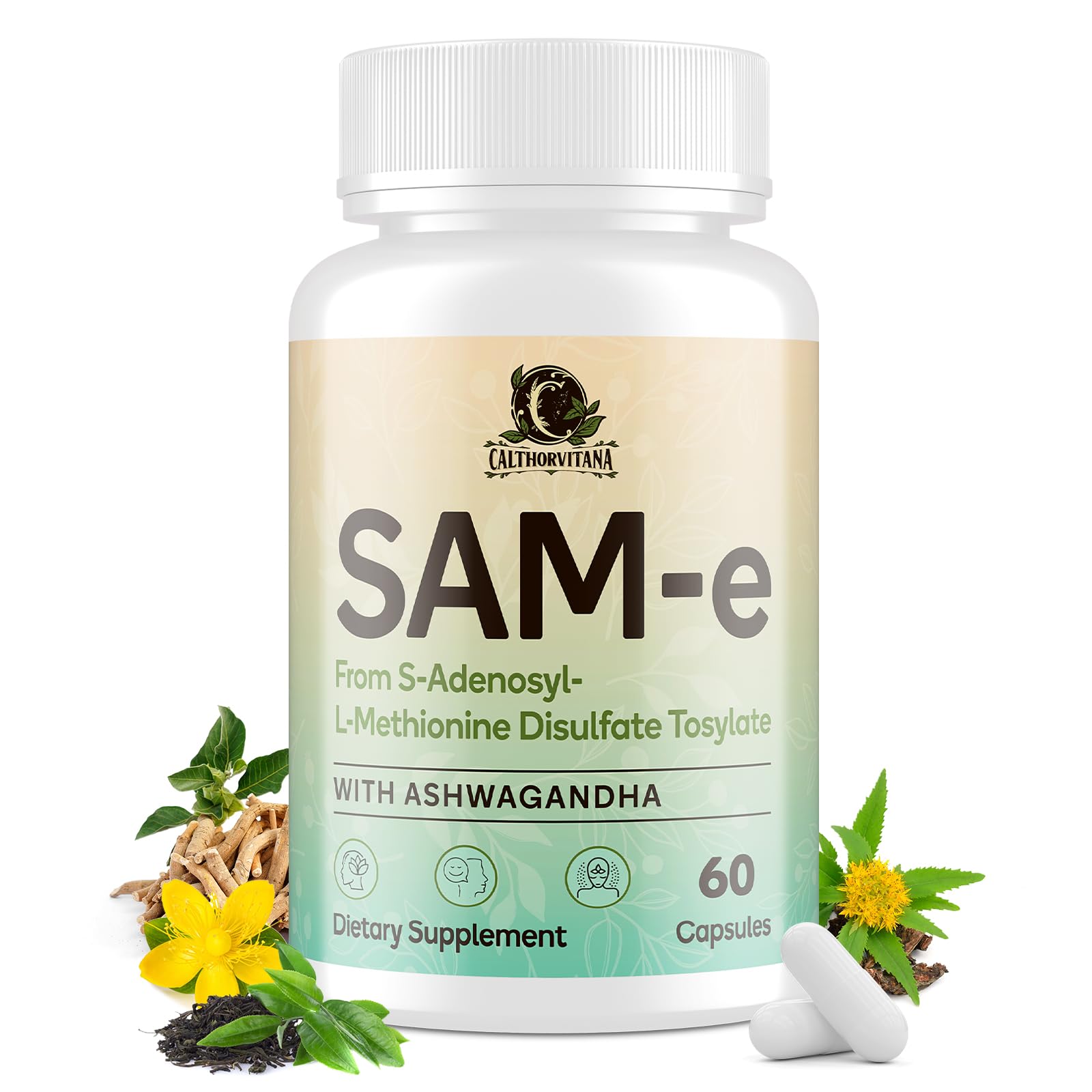 SAM-e capsule complex with Ashwagandha, L-Theanine, Rhodiola, and St. John's Wort