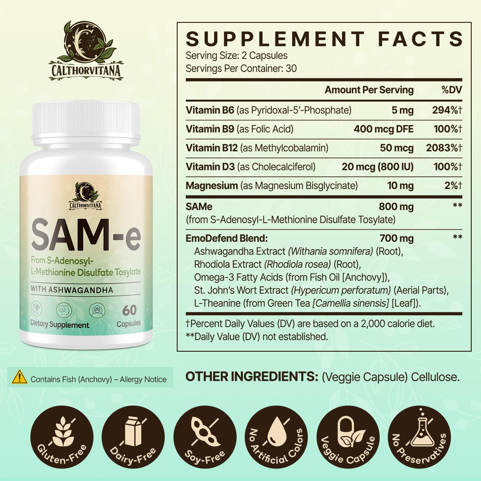 Gluten-free SAM-e capsule complex packaging