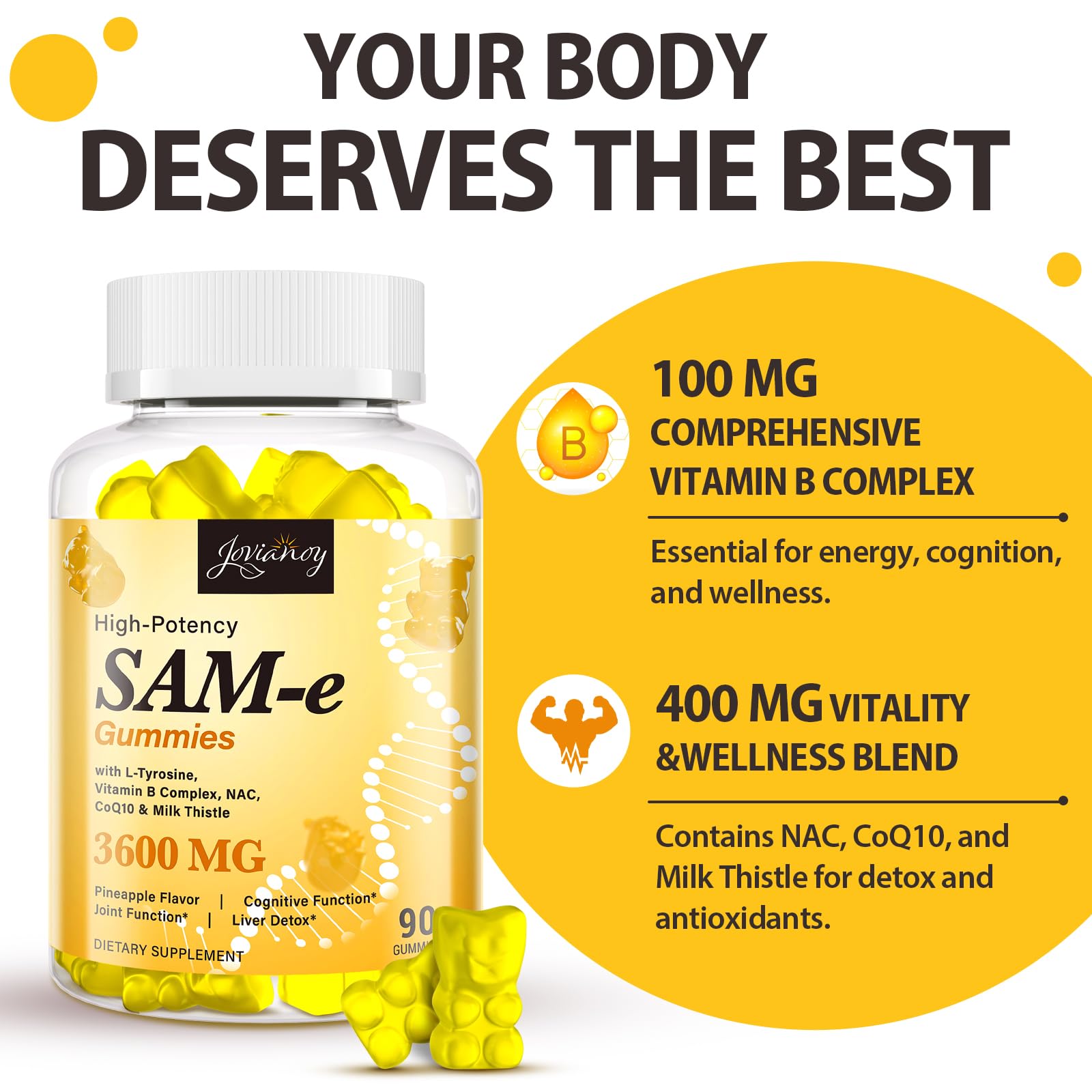 Illustration highlighting B-Complex vitamins in SAM-e gummies