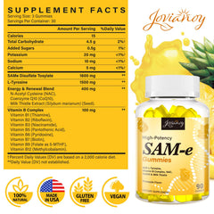 Close-up of SAM-e Gummies in a pineapple flavor