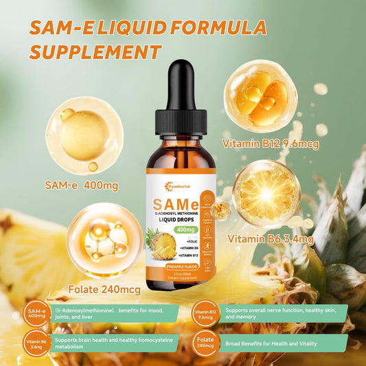 SAM-e liquid drops 400mg pineapple jar