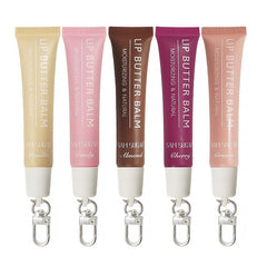 Sam Sugar lip balm with keychain packaging for on-the-go hydration and touch-ups.