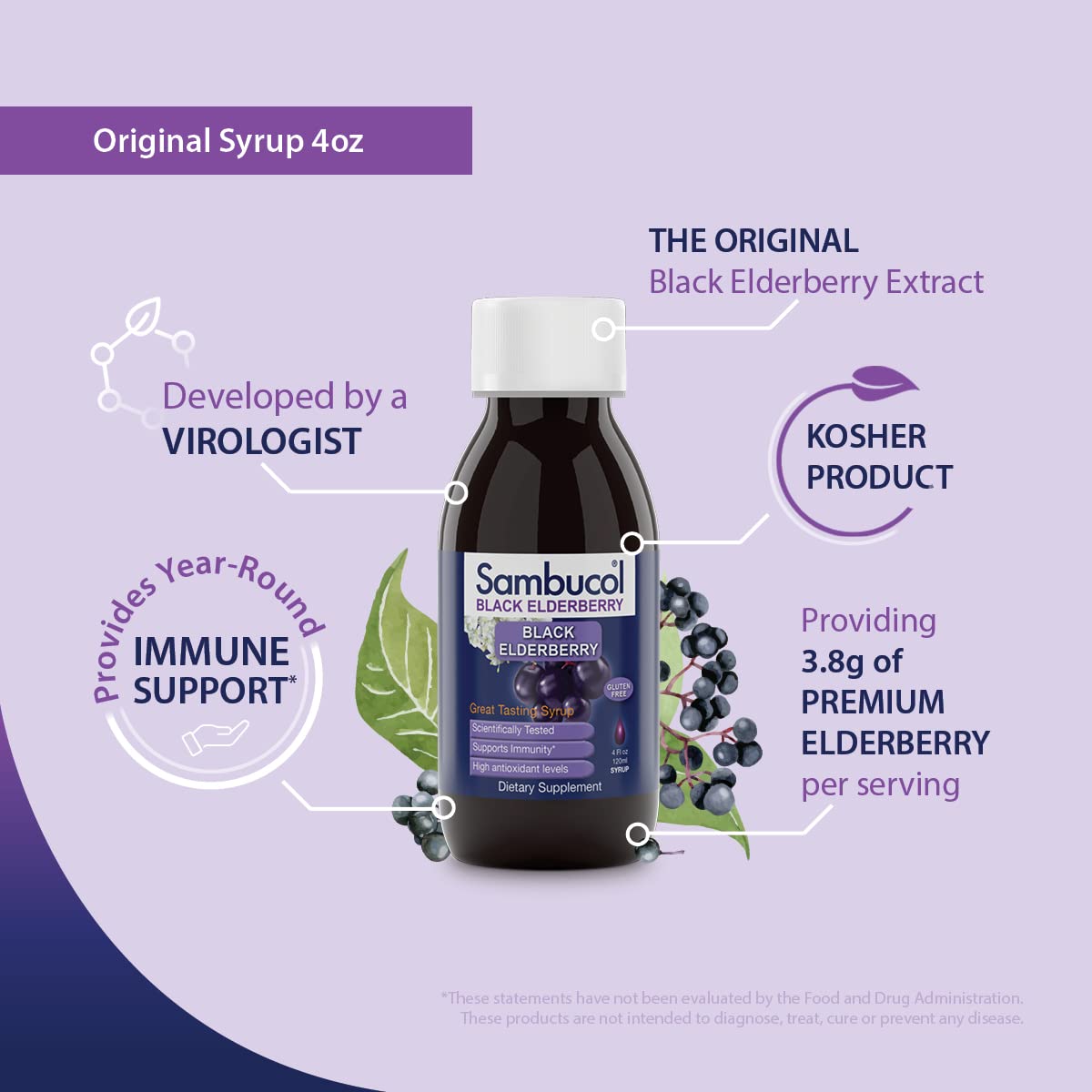 Sambucol elderberry syrup for family use (adults and kids) 4oz