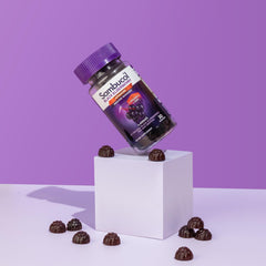 Sambucol logo with elderberry gummies packaging