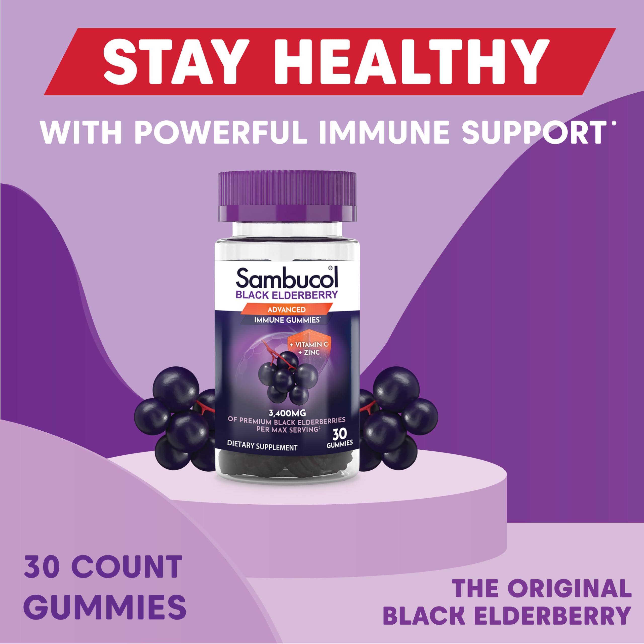 Vegan and gluten-free labeling on Sambucol Elderberry Gummies