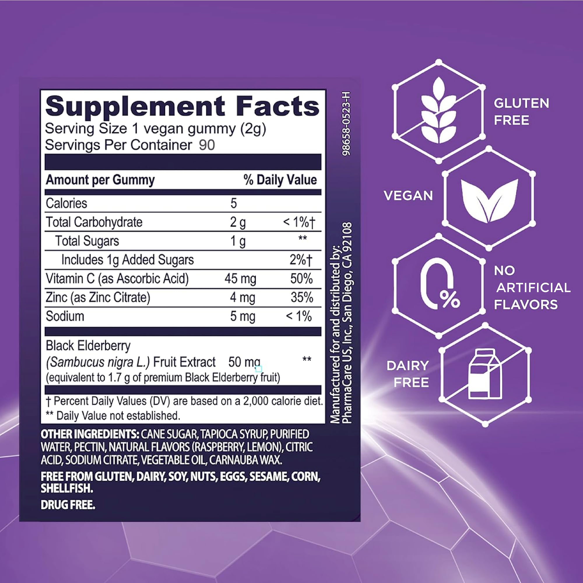 Sambucol Elderberry Gummies ingredients and supplement facts
