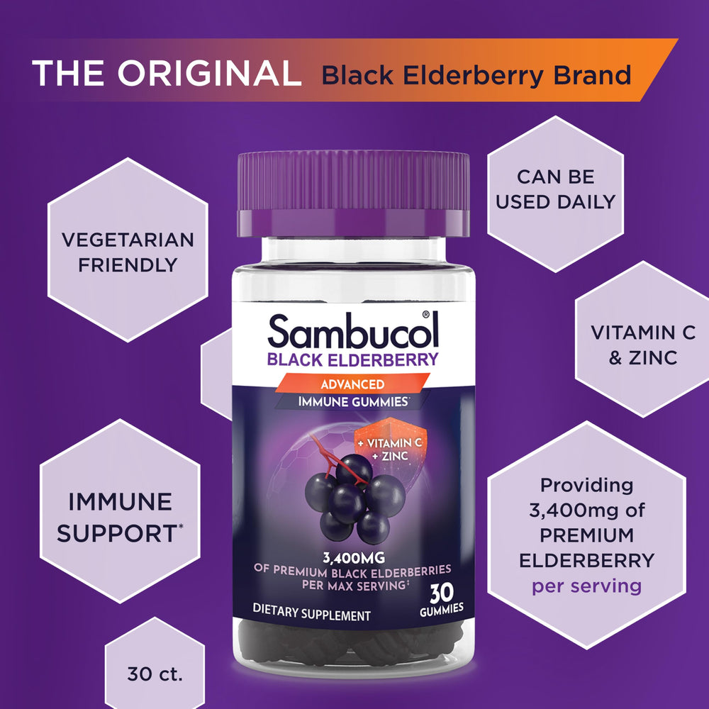 Ingredients and nutrient information for Sambucol Elderberry Gummies