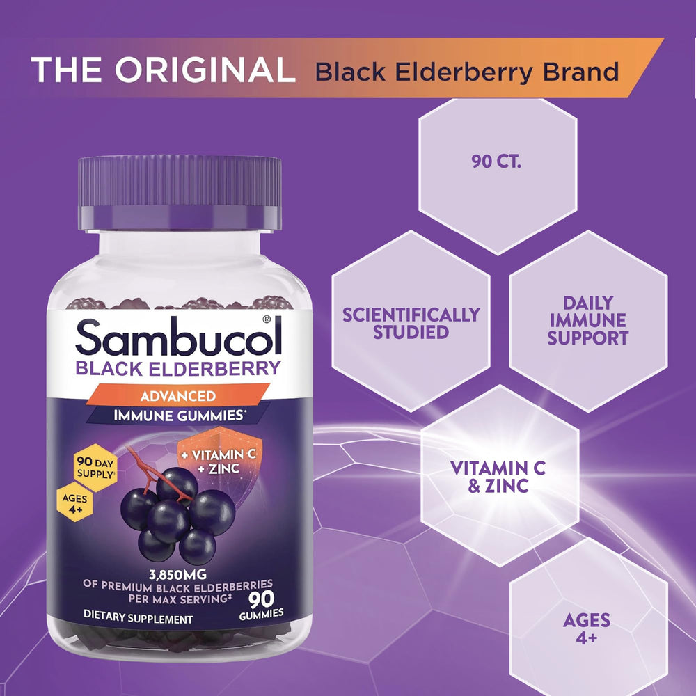 Vitamin C and zinc with Sambucol elderberry gummies