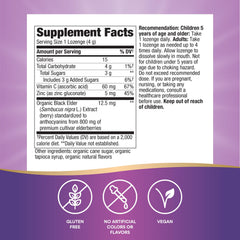 Close-up of Nature's Way Sambucus Immune Lozenges packaging and lozenges