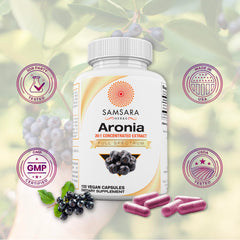 Fresh Aronia berries (chokeberries) close-up