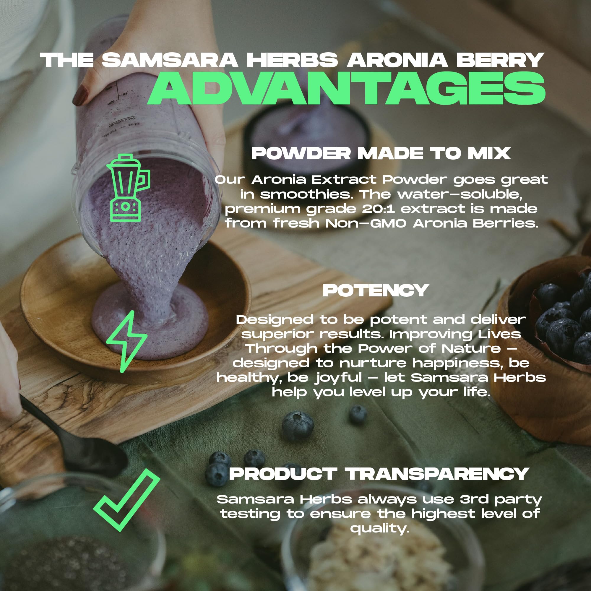 Graphic illustrating high ORAC value for Aronia berry extract