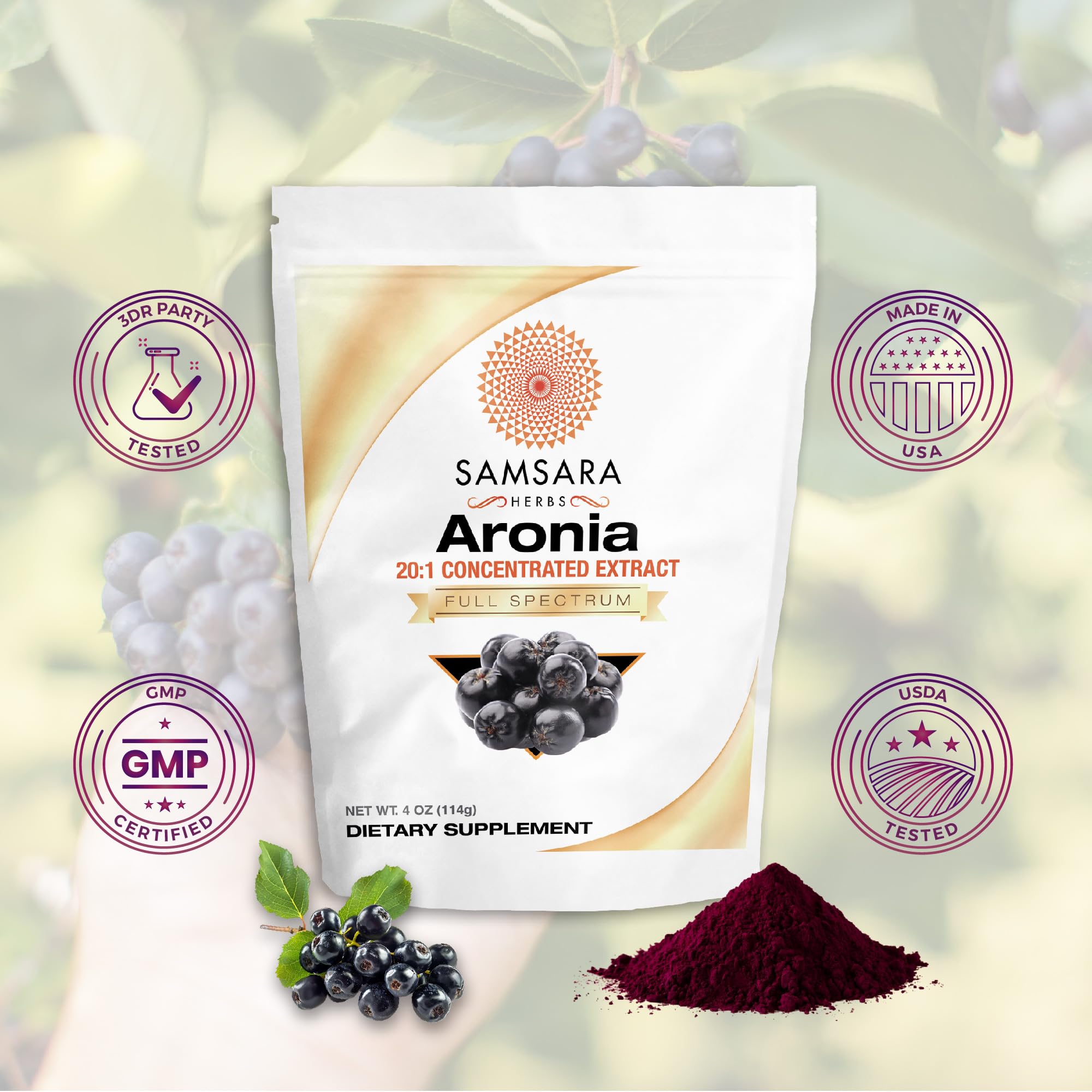 16oz (454g) Aronia Berry extract powder packaging