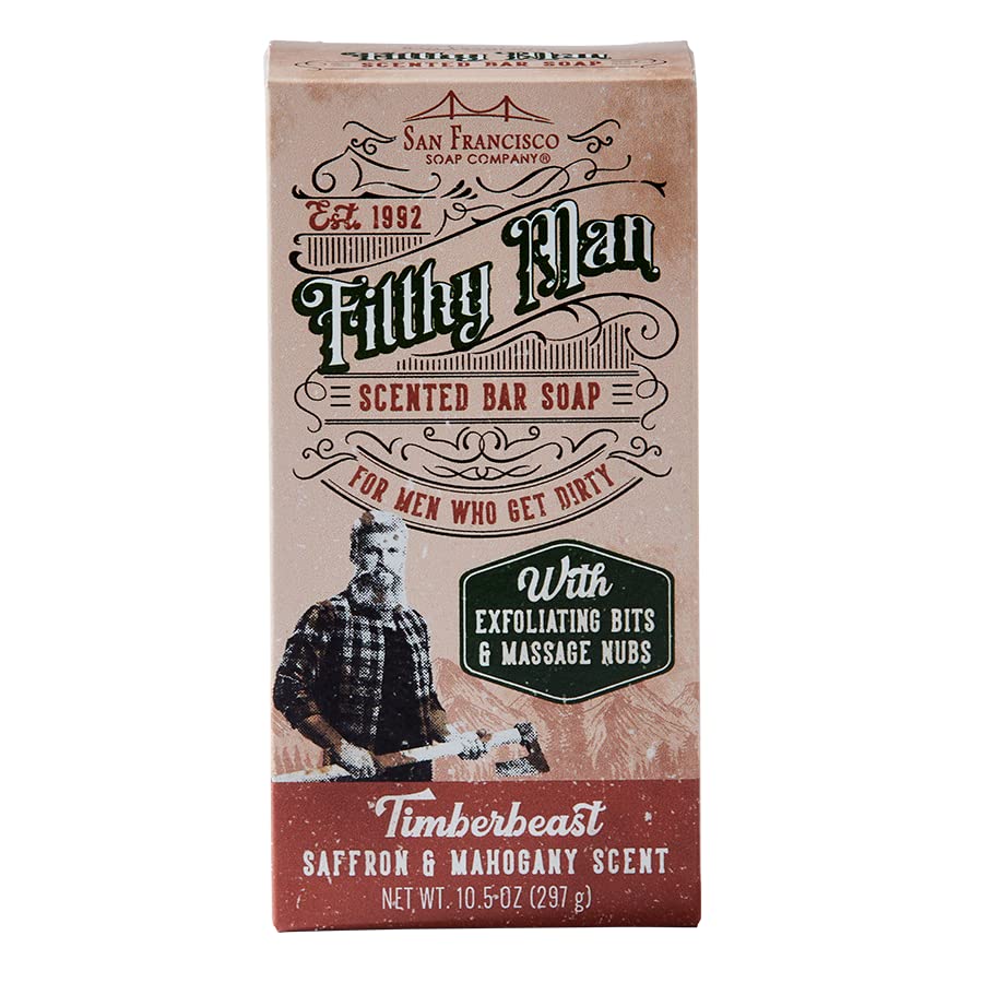 San Francisco Soap Company Filthy Man Timberbeast bar with rugged texture for exfoliating cleanse.