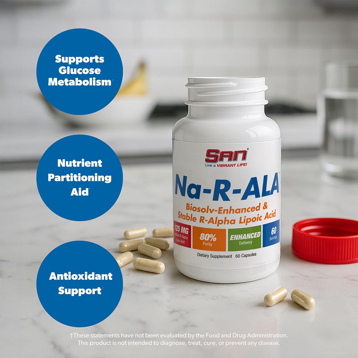 Capsules of SAN’s Na-R-ALA 125 mg per serving