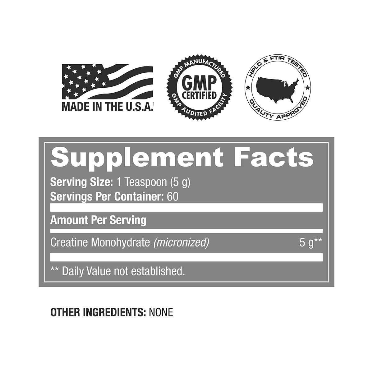 Serving scoop showing 5 grams of creatine per serving