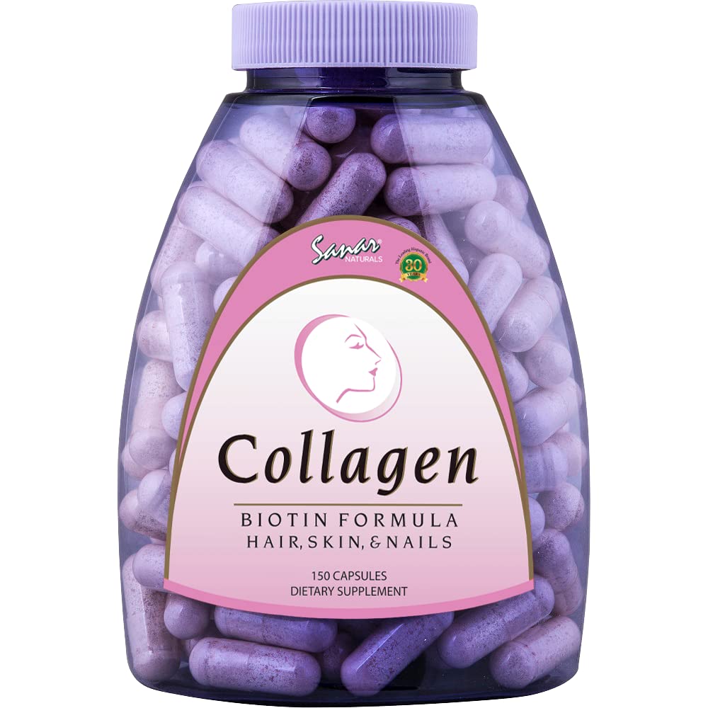 Front view of Sanar Naturals Collagen Pills bottle with Biotin and Vitamin C