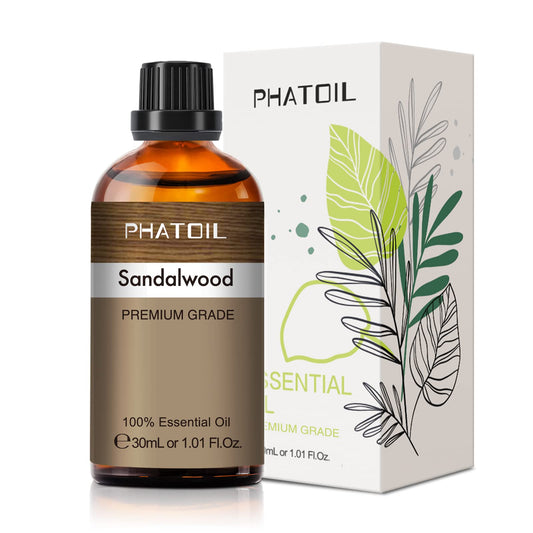 30ml sandalwood essential oil bottle with built-in dropper