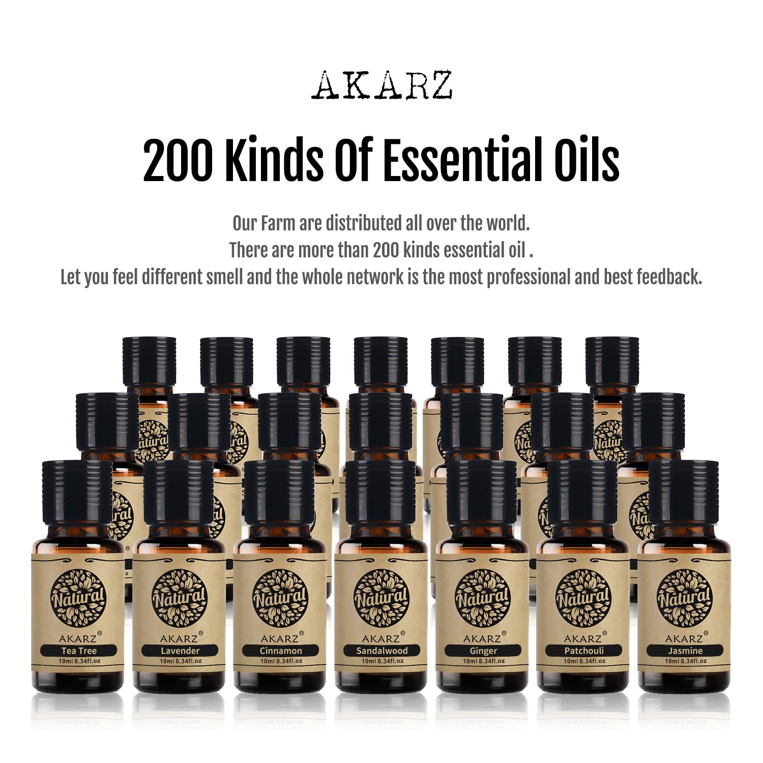 Brown glass bottle packaging with dropper for AKARZ sandalwood oil