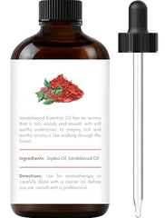 Amber glass bottle with dropper for sandalwood essential oil