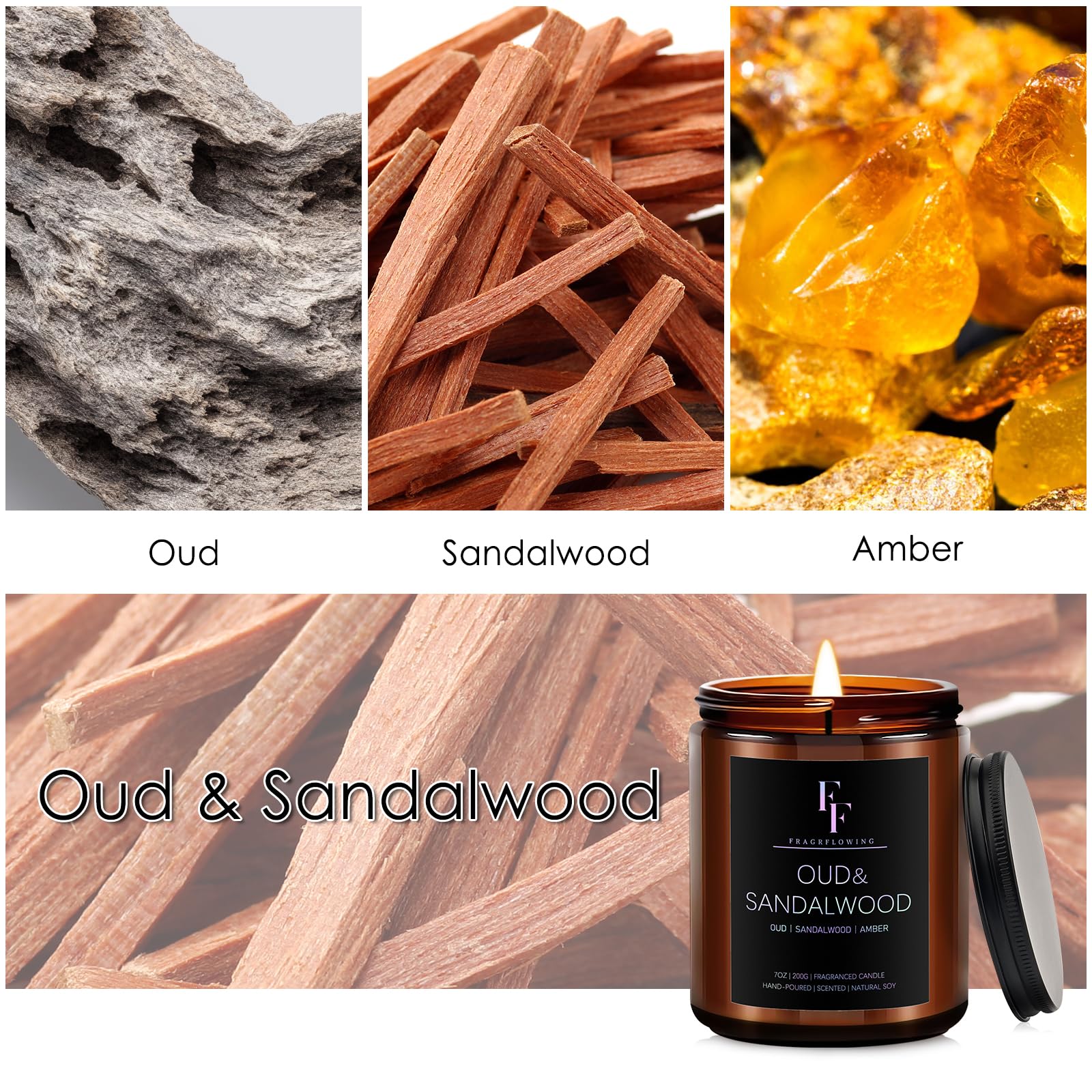 Sandalwood Oud candle made with soy wax