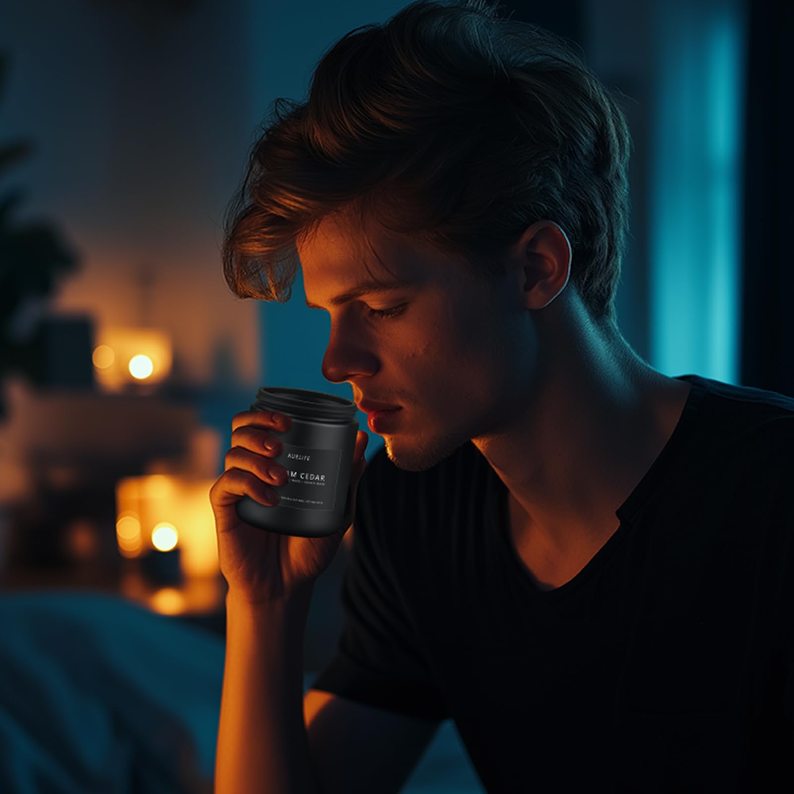 Warm candlelight creating a welcoming room ambiance