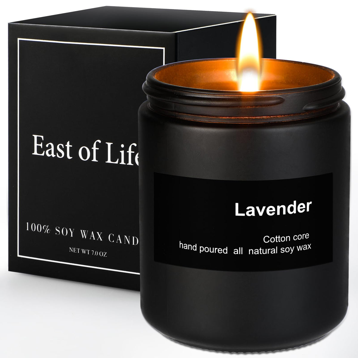 Sandalwood scented candle in exquisite frosted glass cup for calming ambiance at home.