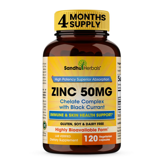 Sandhu Herbals Zinc 50mg with Black Currant capsules bottle