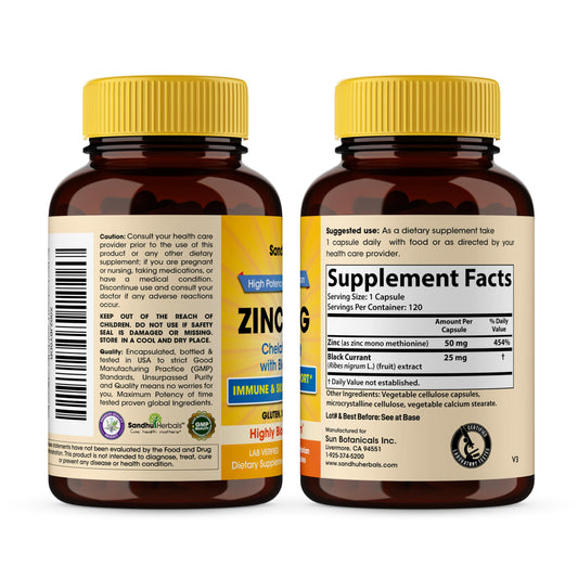 Close-up of Zinc 50mg monomethionine for superior absorption