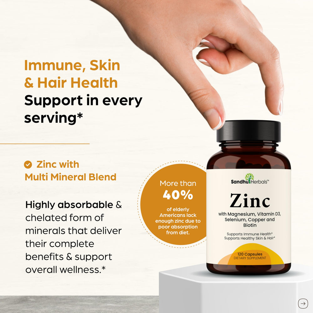Zinc 30mg immune support capsules for Sandhu Herbals