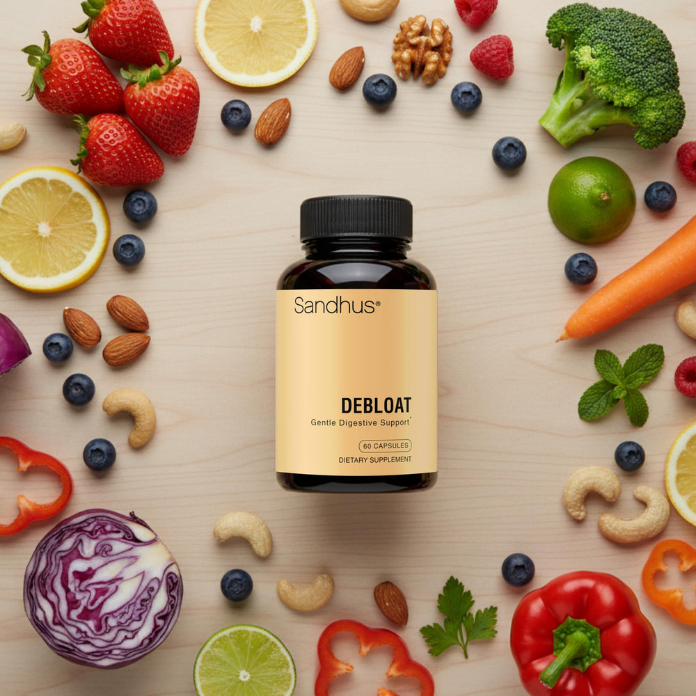 Sandhu's Debloat 60-count bottle