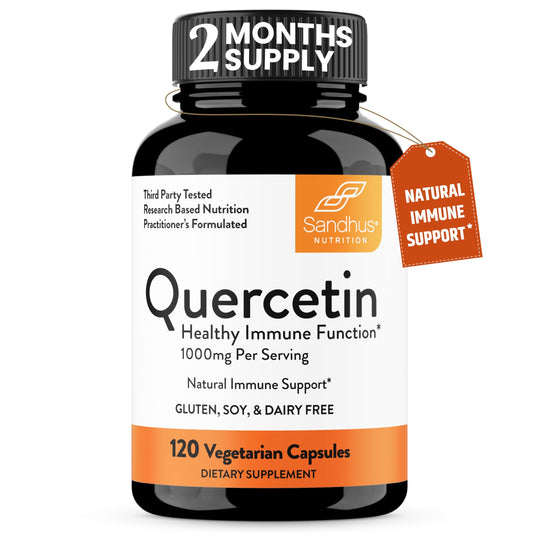 Bottle of Sandhu's Quercetin Vegetarian Capsules 120-count