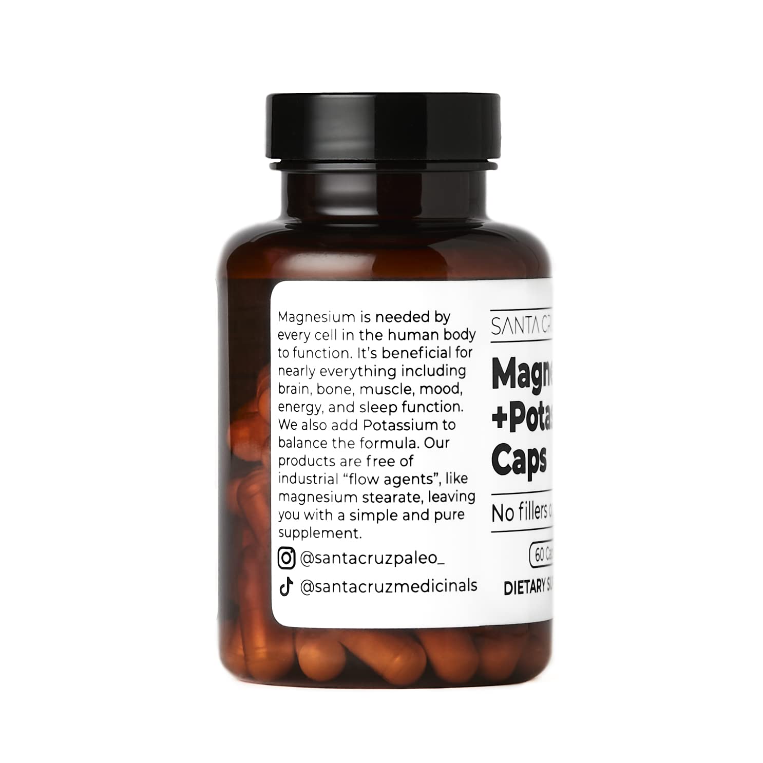 Close-up of capsules for Santa Cruz Paleo Magnesium + Potassium Caps