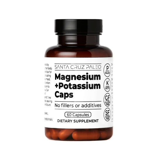 Bottle of Santa Cruz Paleo Magnesium + Potassium Caps with 60 capsules