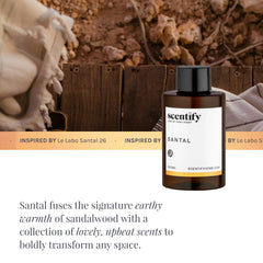 Amber glass bottle of Santal aroma oil refill