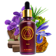 Made-in-USA Santal fragrance oil bottle with label