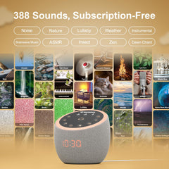 Santebee app control screen shows easy customization of 361 sounds.
