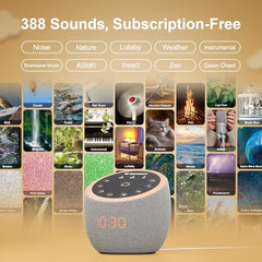 Santebee app control screen shows easy customization of 361 sounds.
