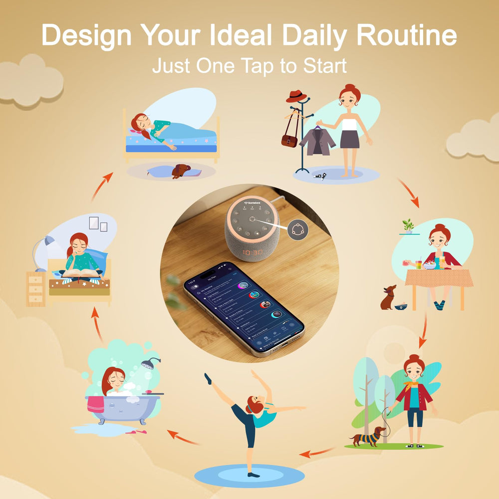 Santebee gentle wake alarm delivering gradual volume for peaceful mornings.