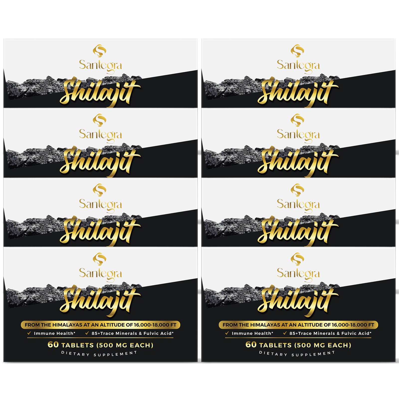 Santegra Shilajit tablets in bottle for easy daily energy support.