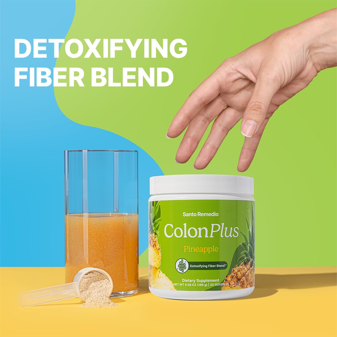 Close-up of Colon Plus label highlights psyllium and probiotics for gut support