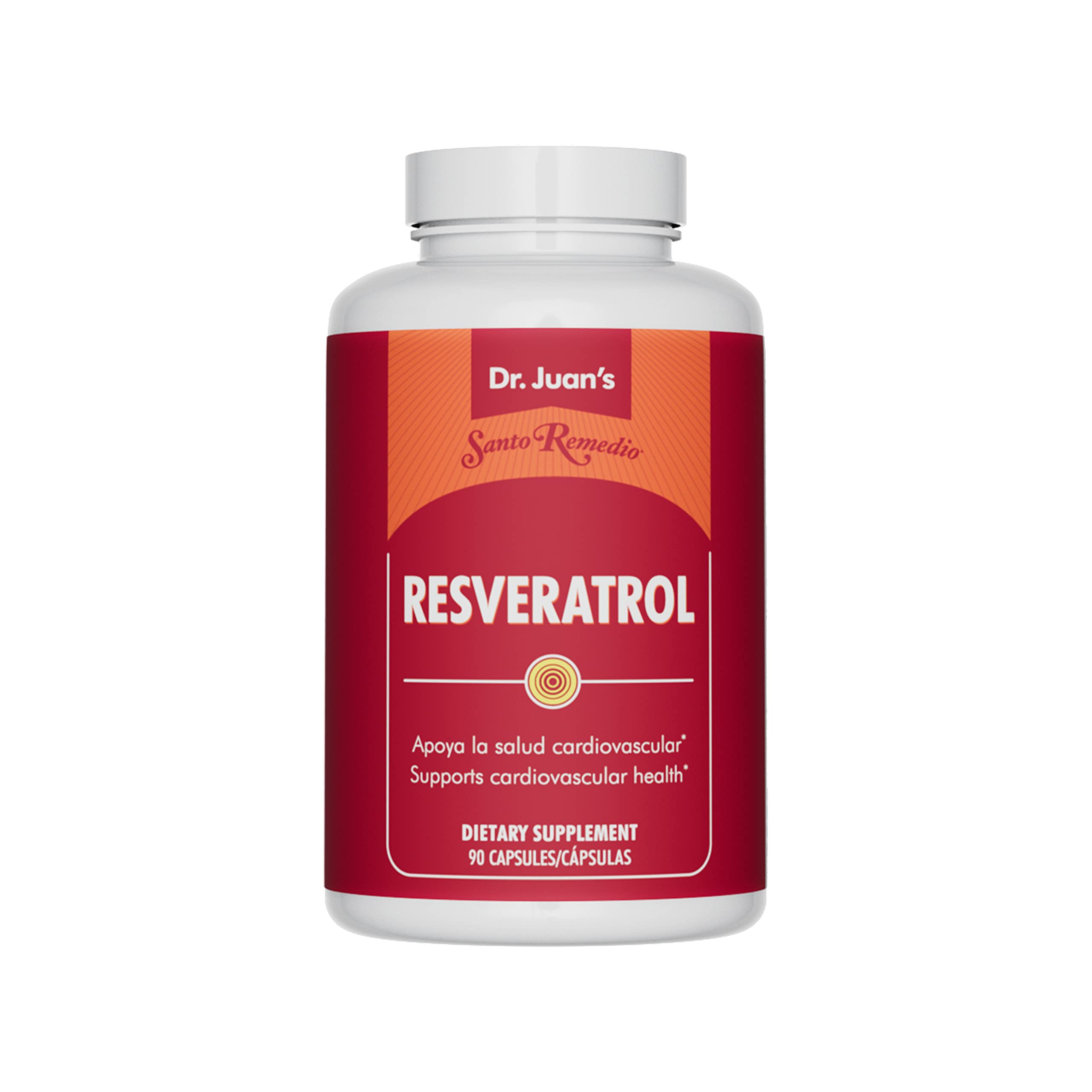 Santo Remedio Resveratrol bottle on white background
