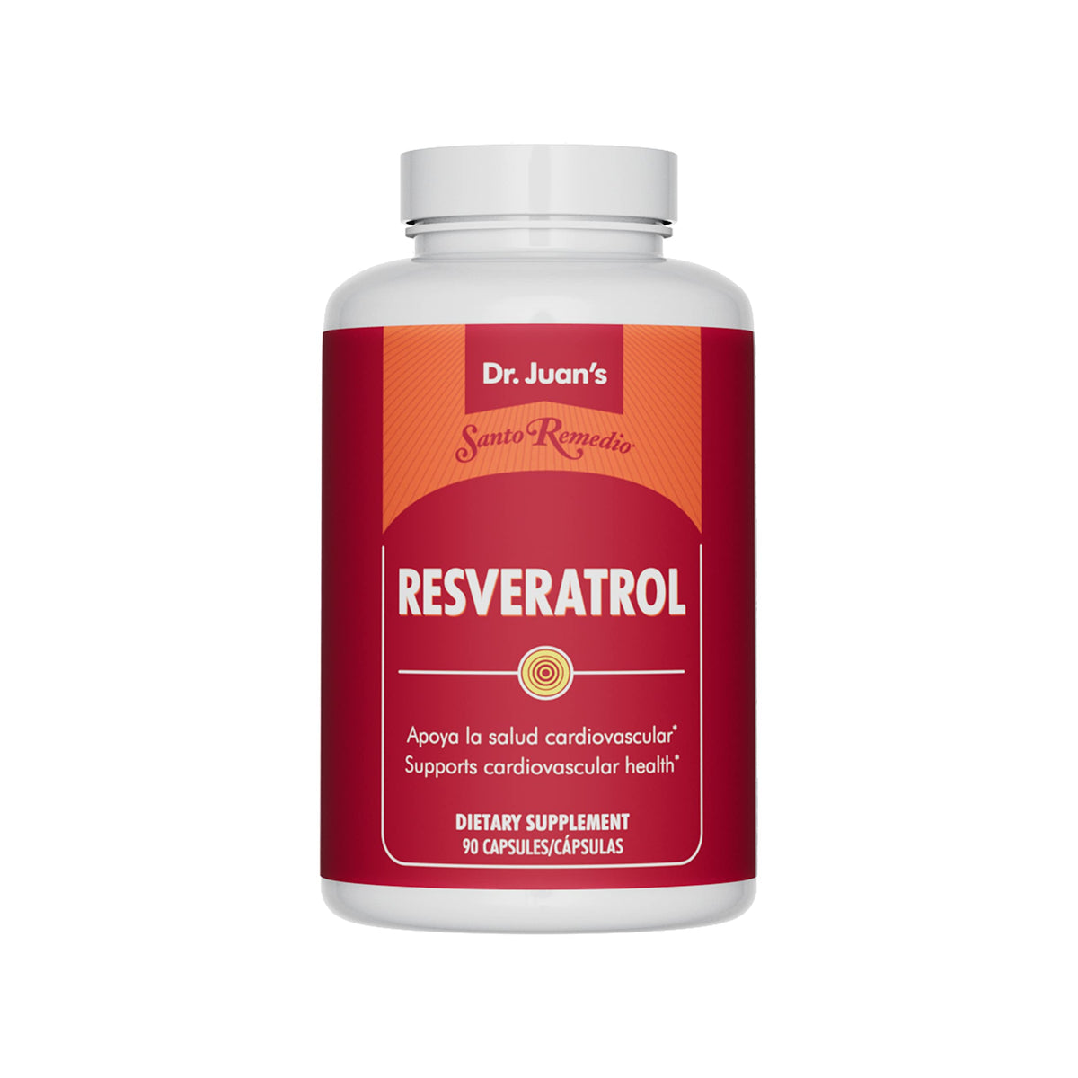 Santo Remedio Resveratrol bottle on white background