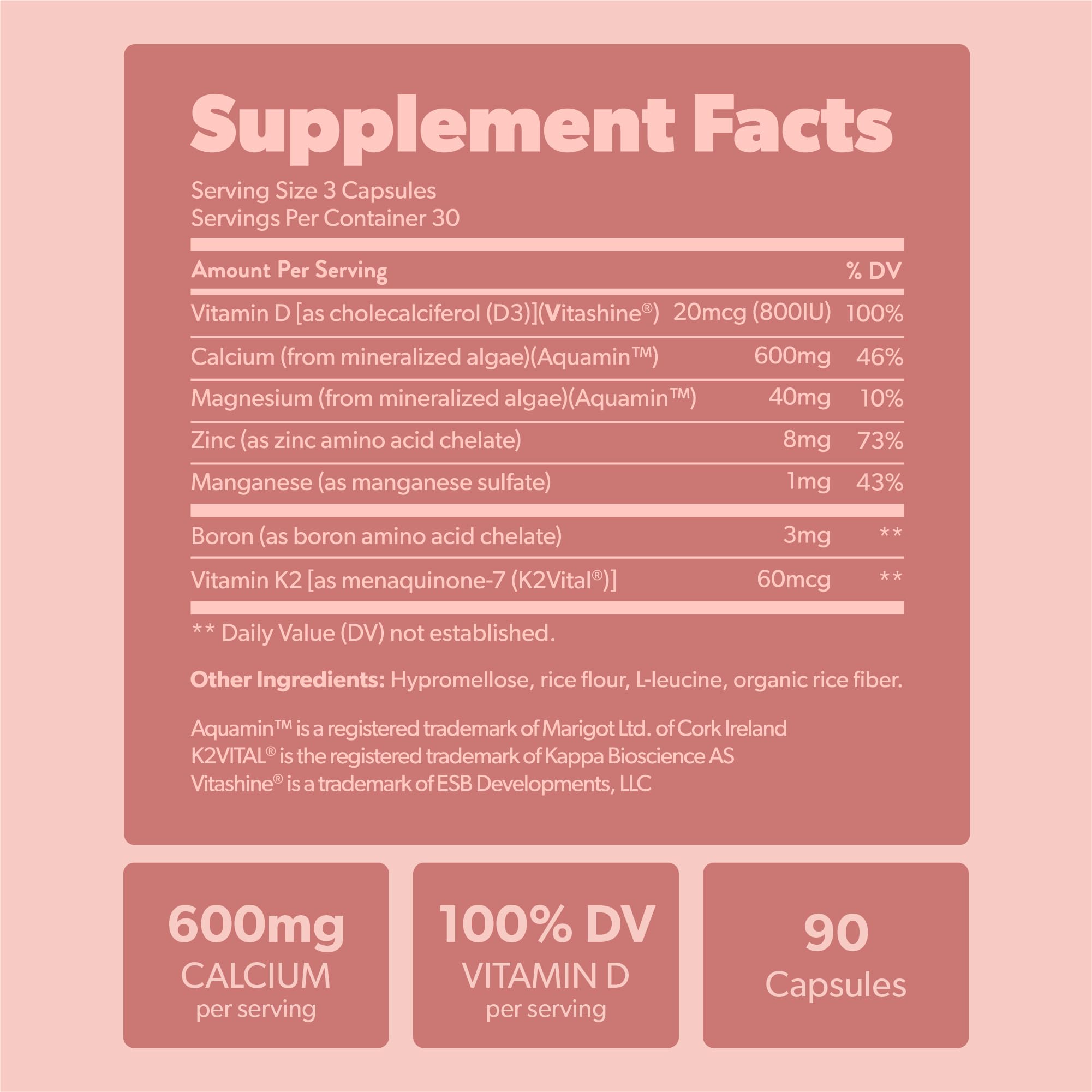 Sustainably sourced red algae calcium symbol and eco-friendly packaging