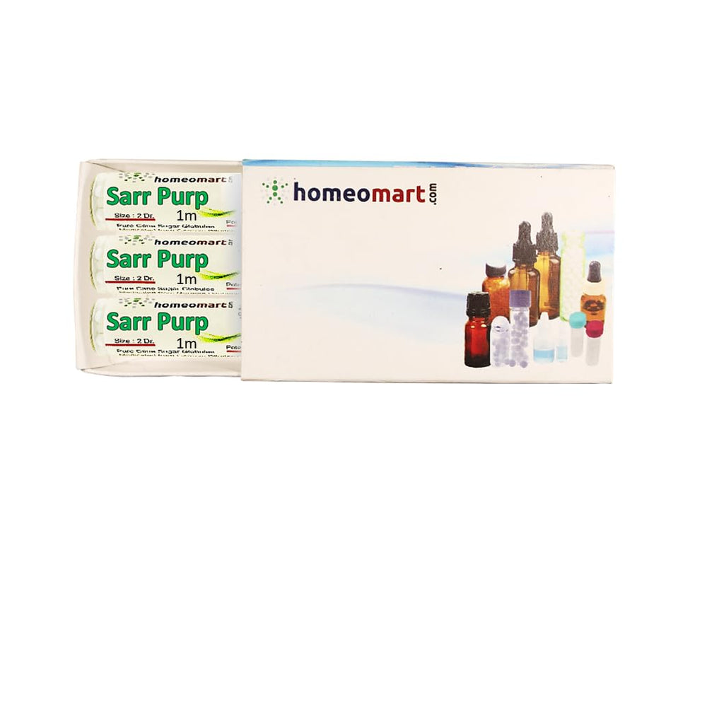 Two-dram glass vial of Sarracenia Purpurea 1M homeopathy pellets (pack of 3)