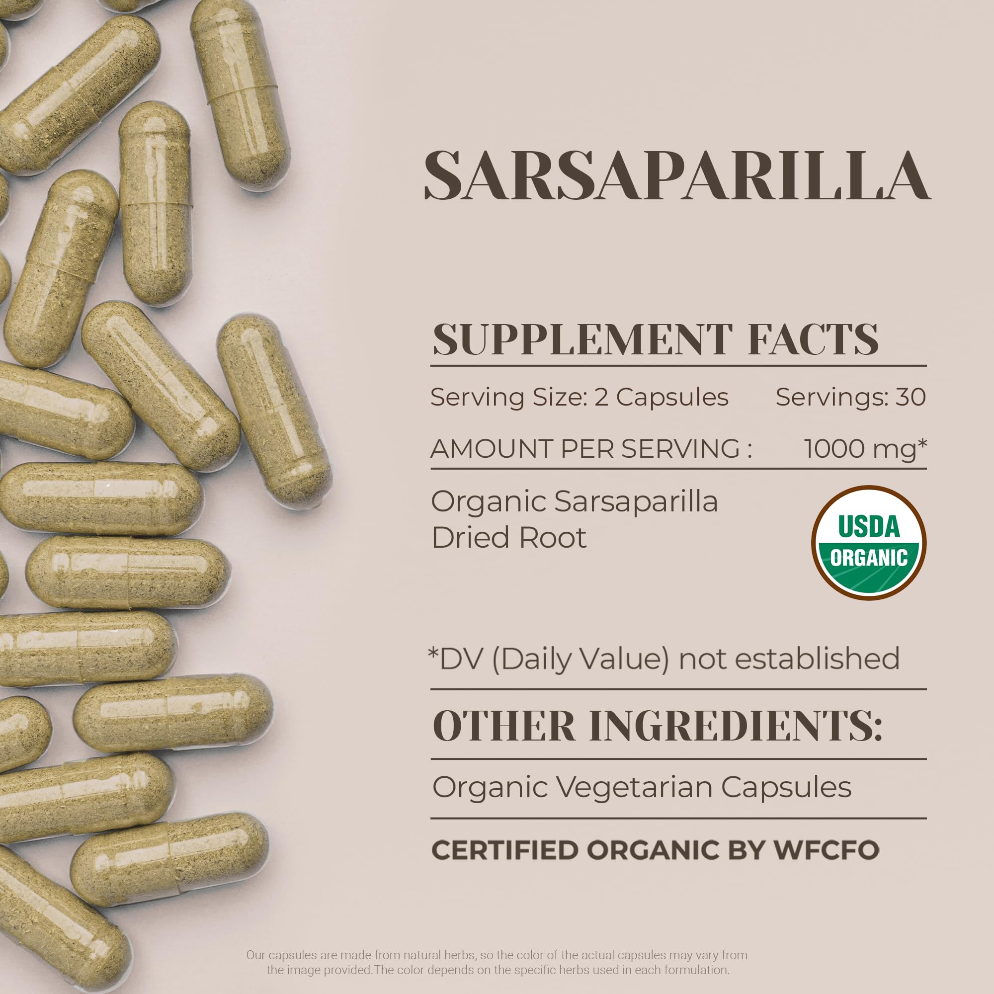 Sarsaparilla vegetarian capsules packaging