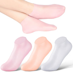 SATINIOR silicone socks in pink three-pack for at-home foot care