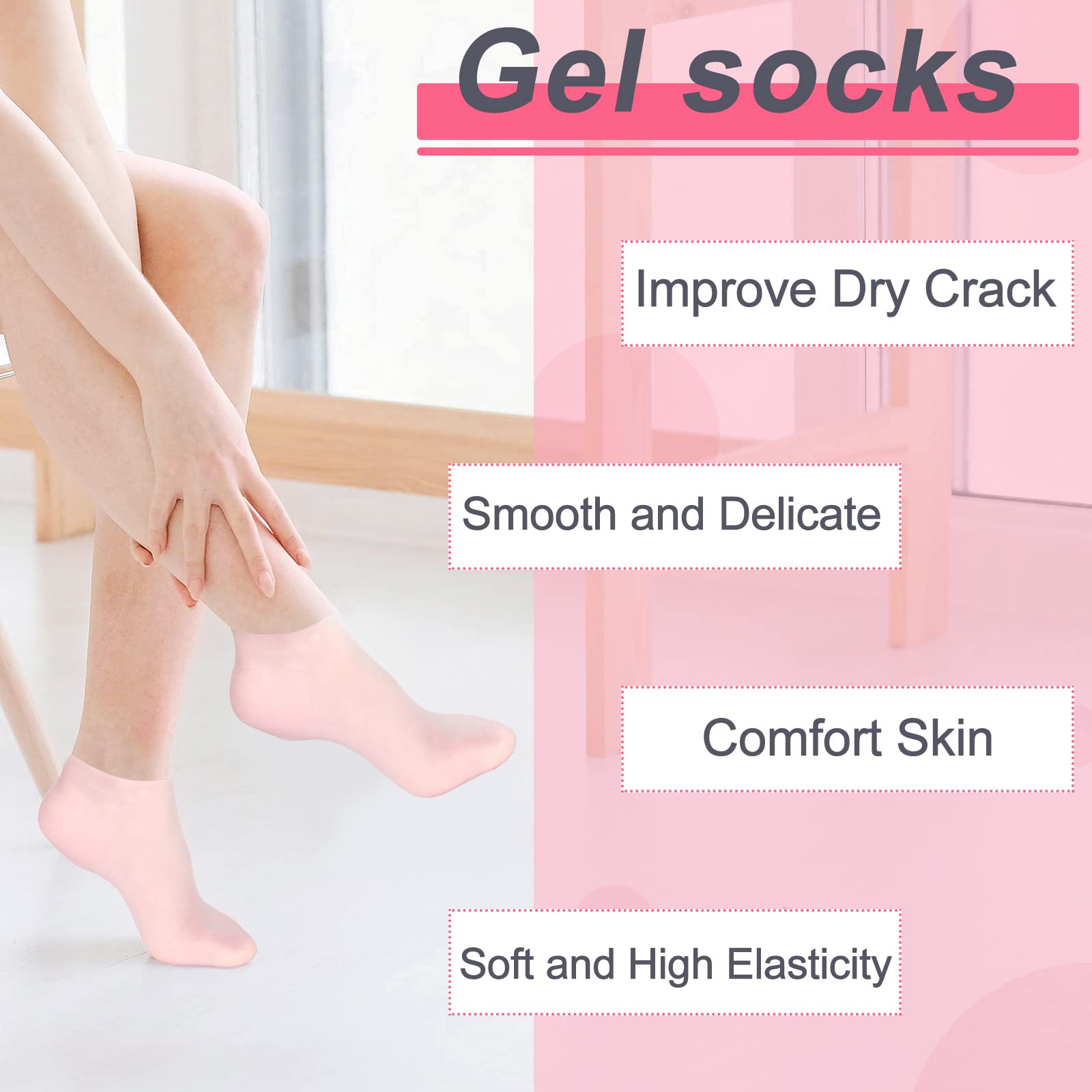 SATINIOR silicone socks in white three-pack for daily moisturizing