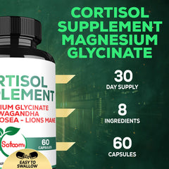 Cortisol Reducer ingredients list - Magnesium Glycinate, Ashwagandha, Rhodiola Rosea