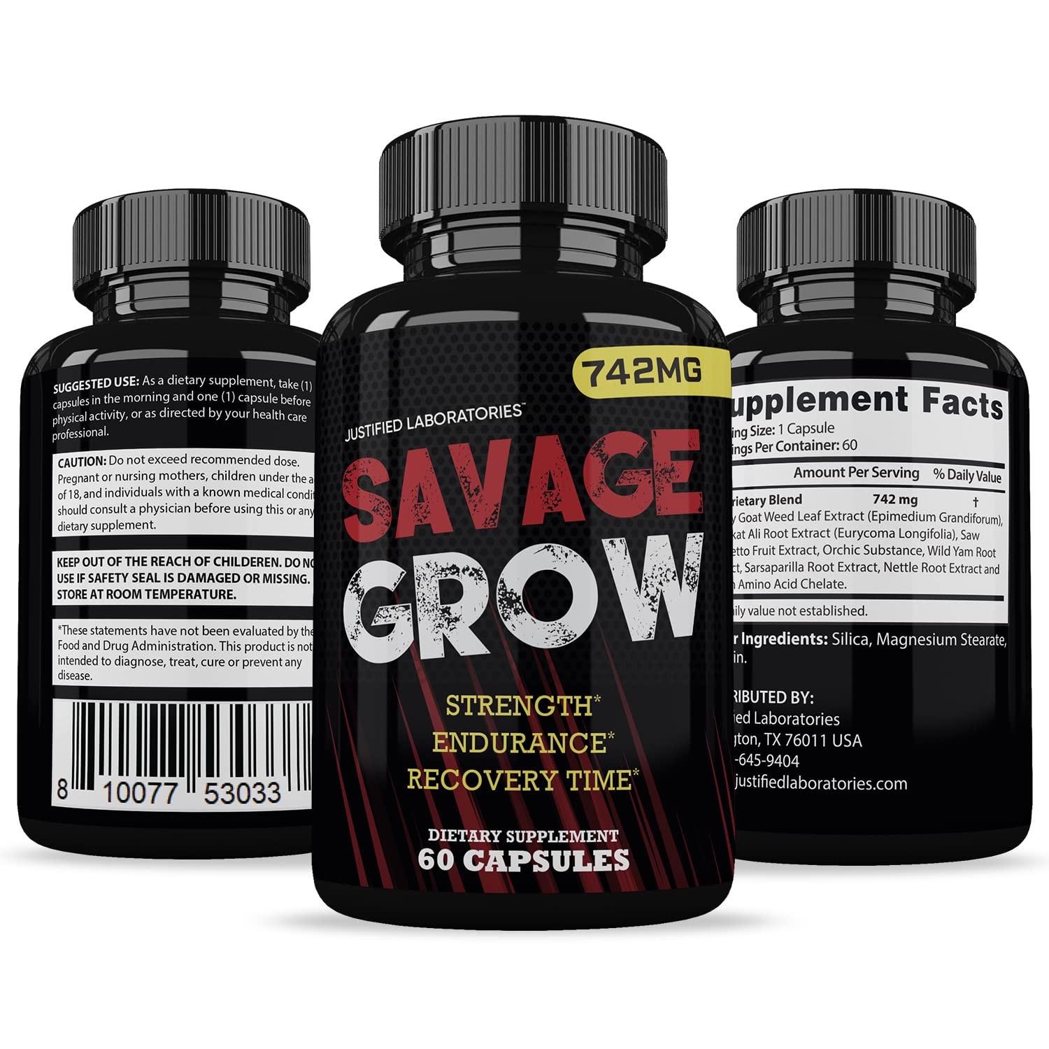Savage Grow 742MG bottle with packaging